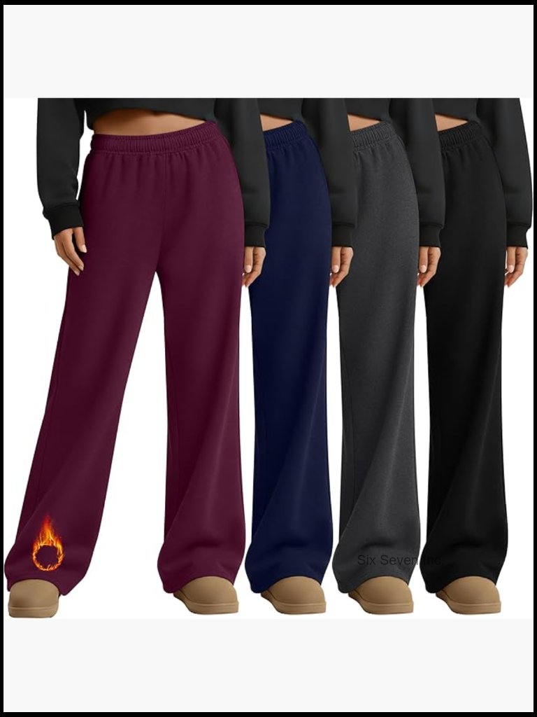 Fleece Straight Leg Sweatpants Open Bottom Drawstring Pants With Pockets